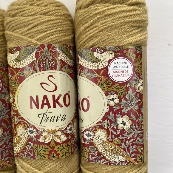 NAKO Truva Yarn Tan Acrylic Worsted Weight 4 Ply 3.5 oz Knit Crochet Lot of 3 - Picture 3 of 7